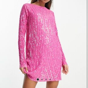 ASOS hot pink sequin dress